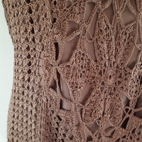 Vintage Crotchet Brown Sleeveless elegant party Top - Picture 10 of 13
